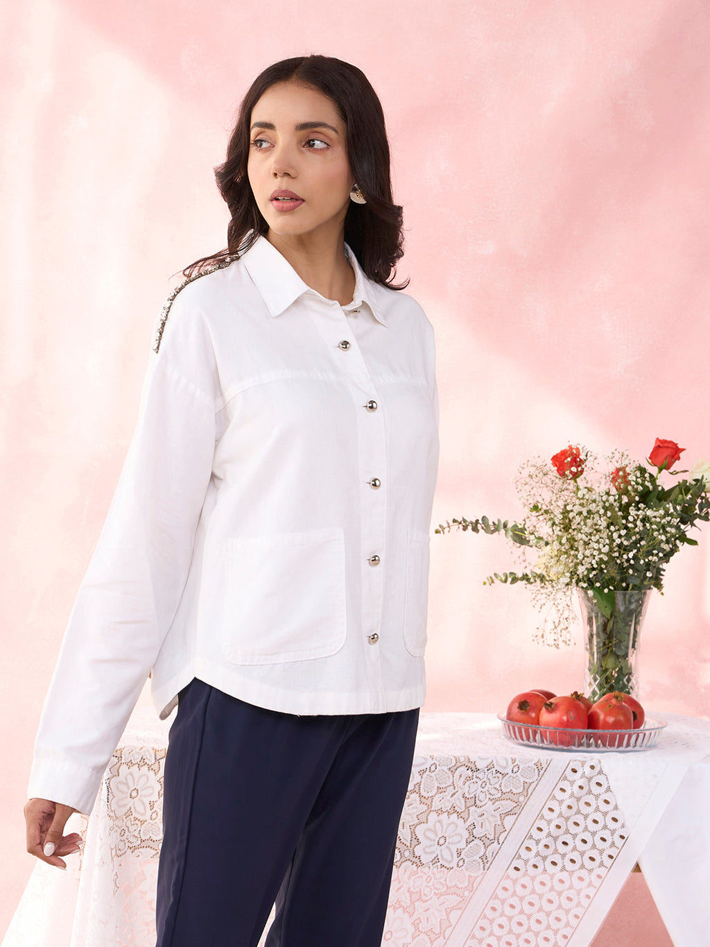 WHITE CABLE SHIRT