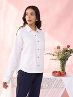 WHITE CABLE SHIRT