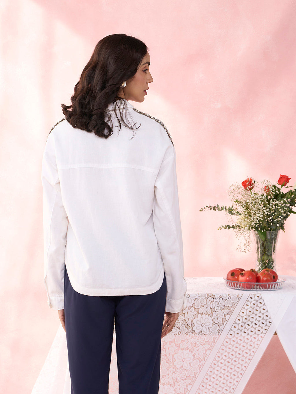WHITE CABLE SHIRT