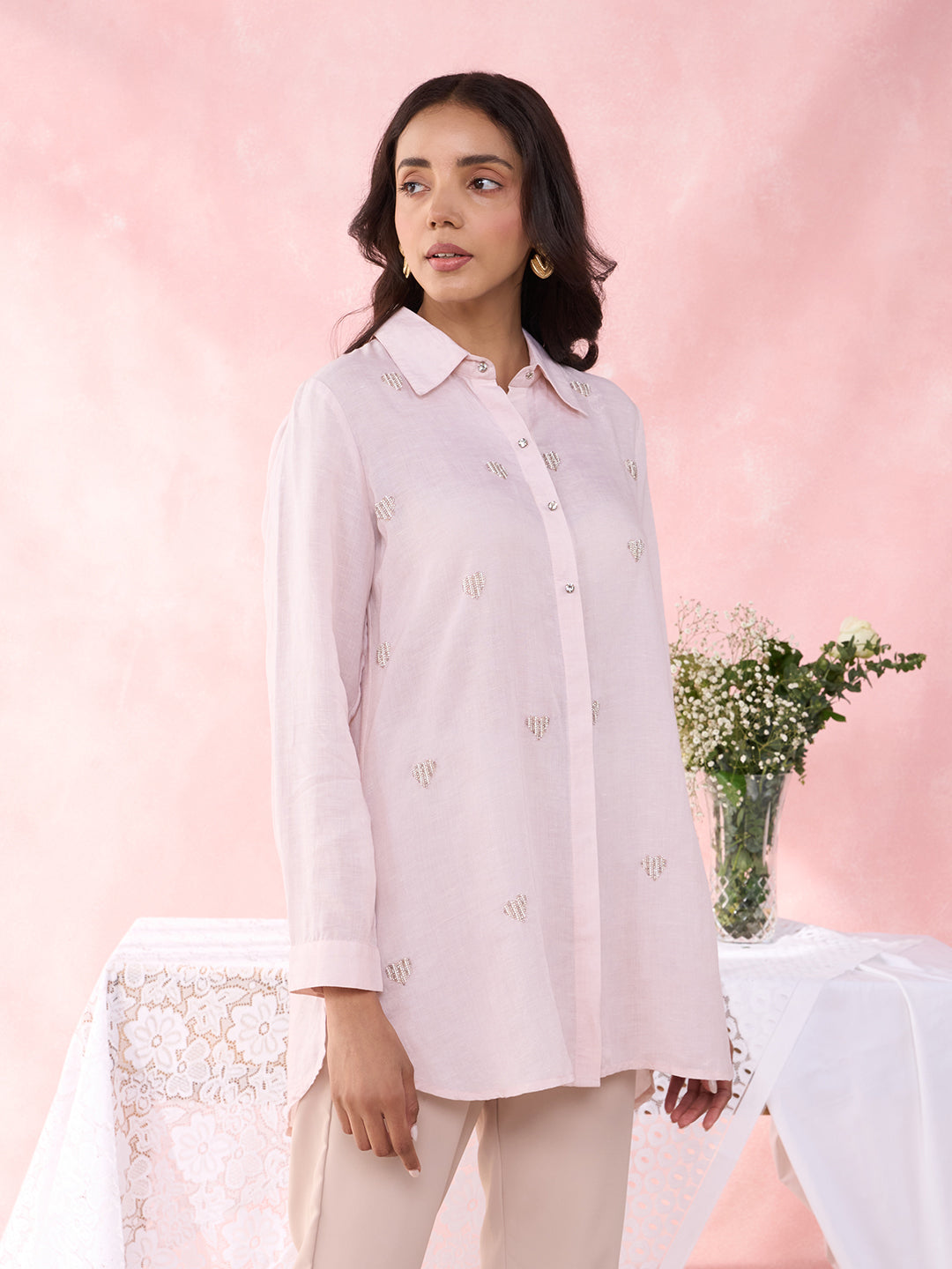 PEACH HEART CRYSTALLINE SHIRT