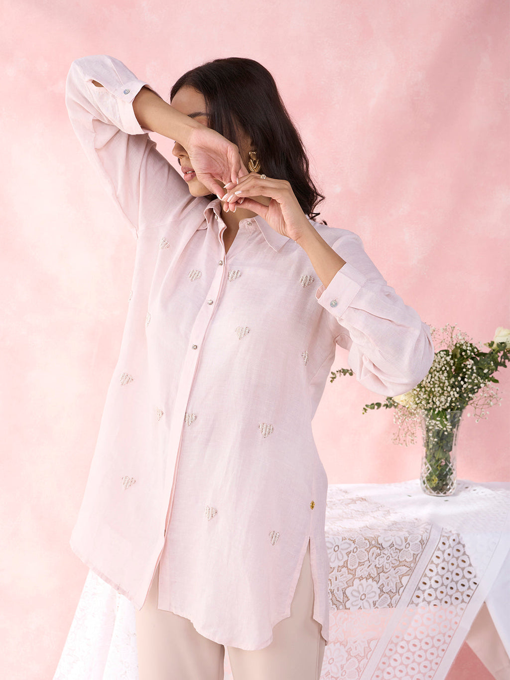 PEACH HEART CRYSTALLINE SHIRT