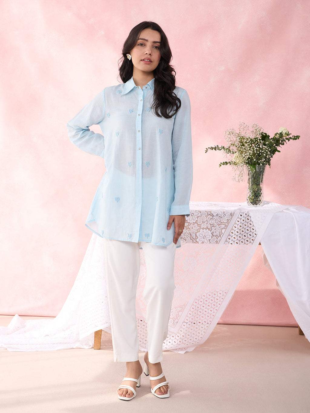 BLUE HEART CRYSTALLINE SHIRT