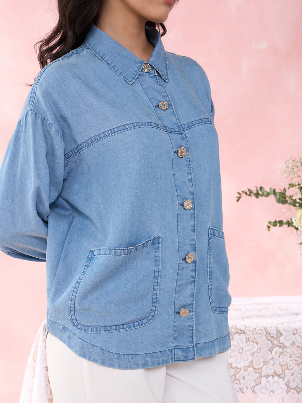 DENIM BLUE CABLE SHIRT