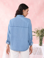 DENIM BLUE CABLE SHIRT