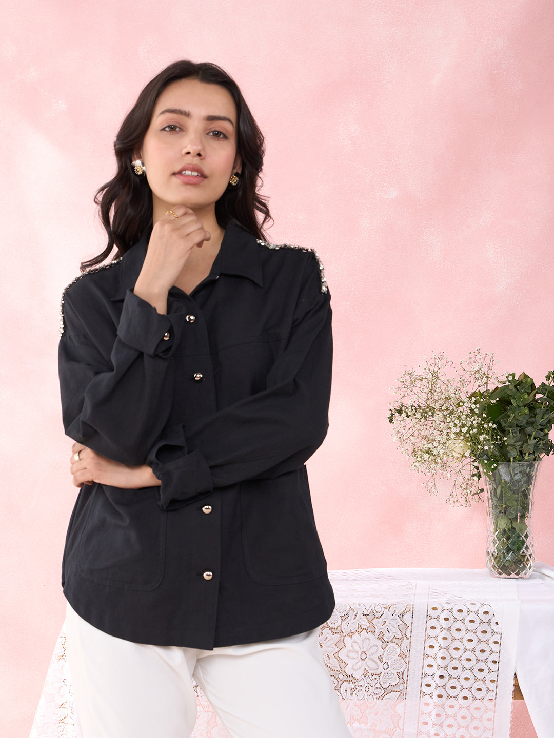 BLACK CABLE SHIRT