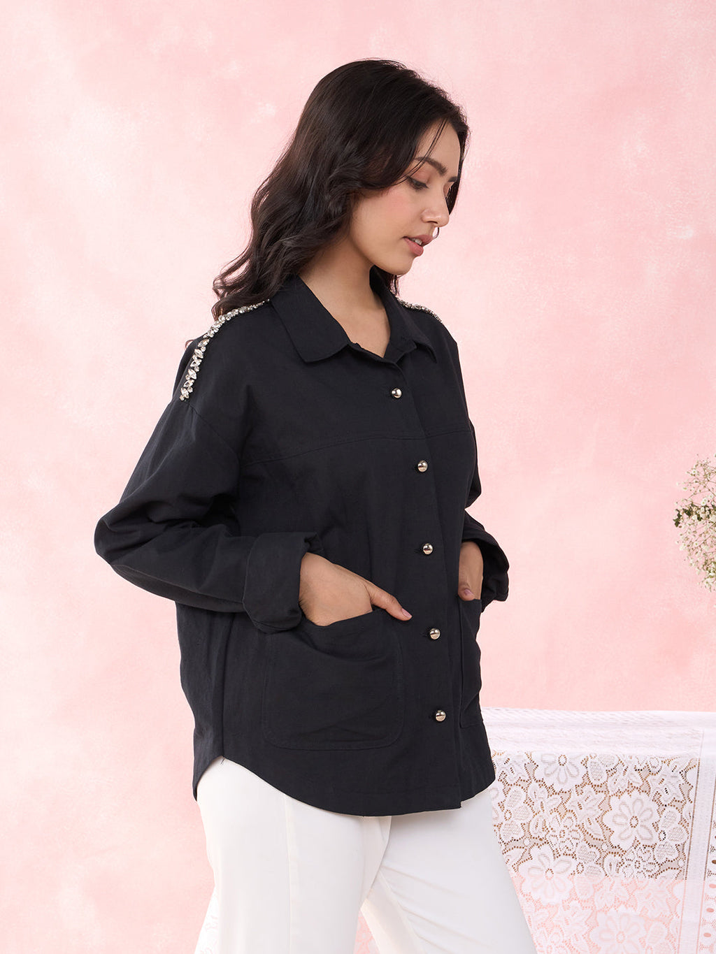 BLACK CABLE SHIRT