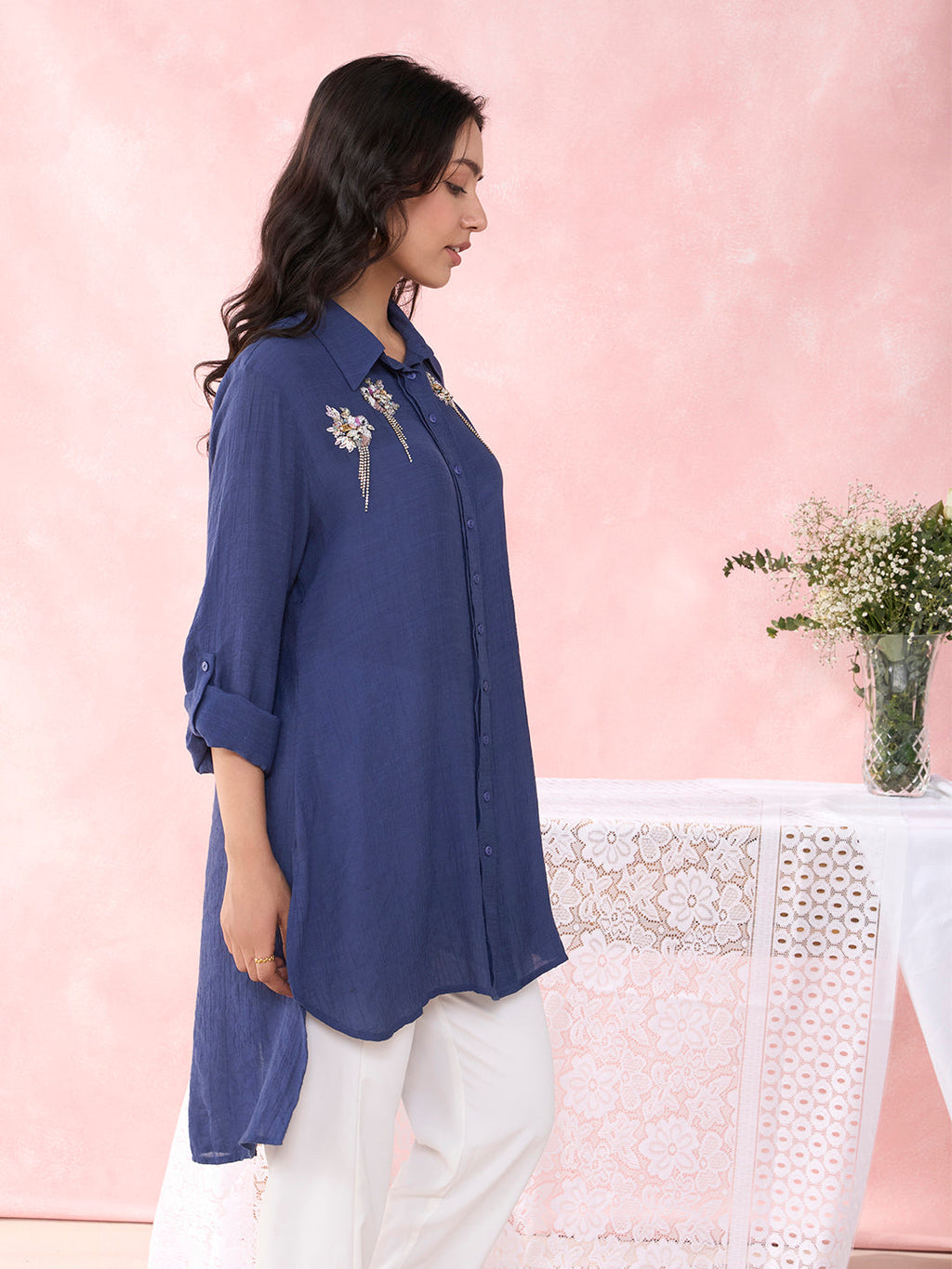 NAVY BIRDS ARRAY SHIRT