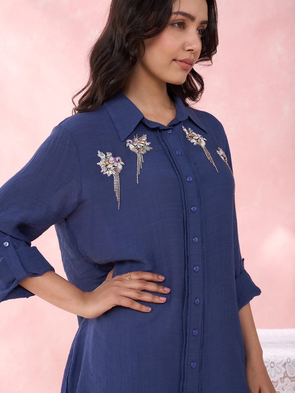 NAVY BIRDS ARRAY SHIRT