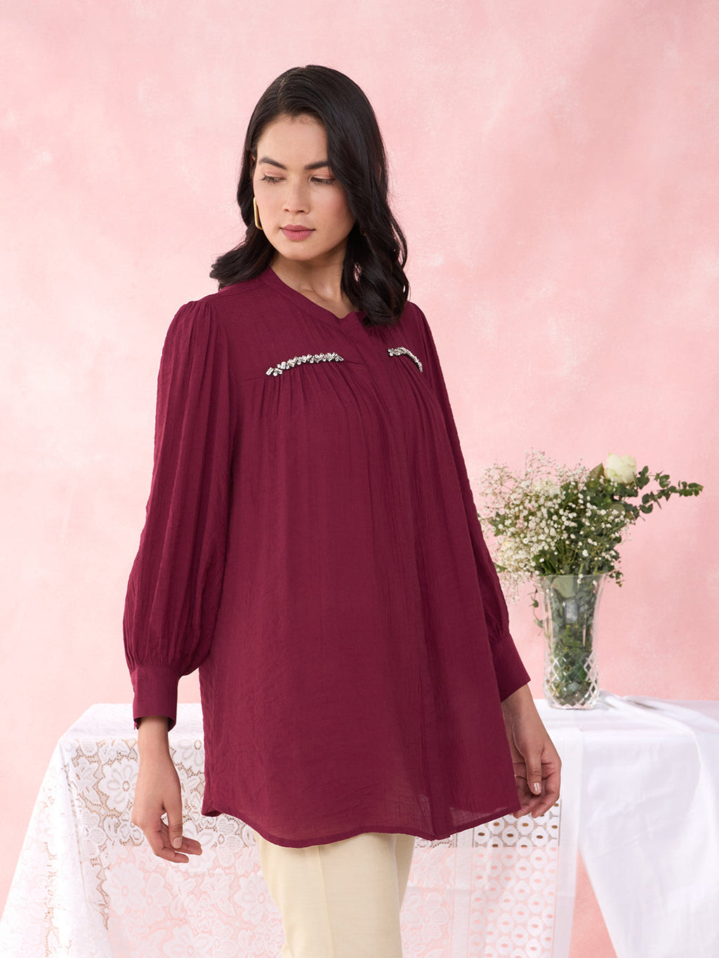 WINE CANVA SHIRT