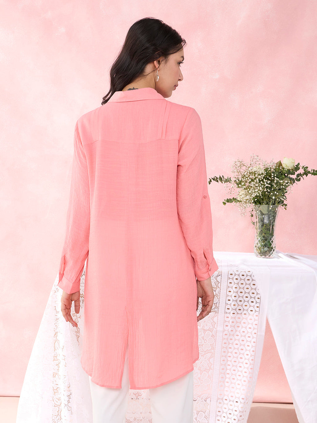 PEACH BIRDS ARRAY SHIRT