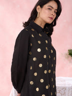 BLACK POLKA FOIL PROM SHIRT