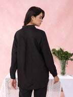 BLACK POLKA FOIL PROM SHIRT