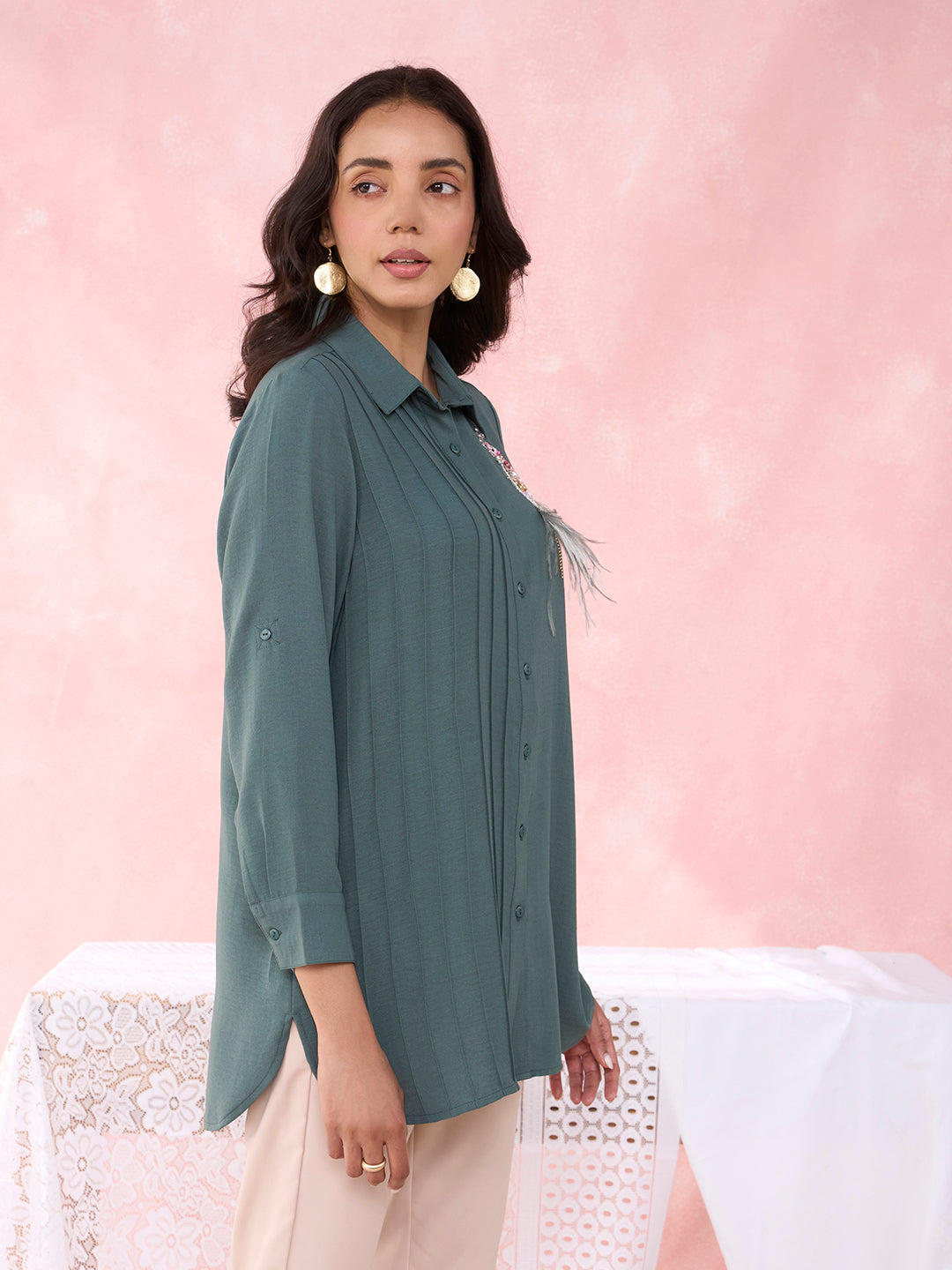 TEAL CREST ANCHOR SHIRT