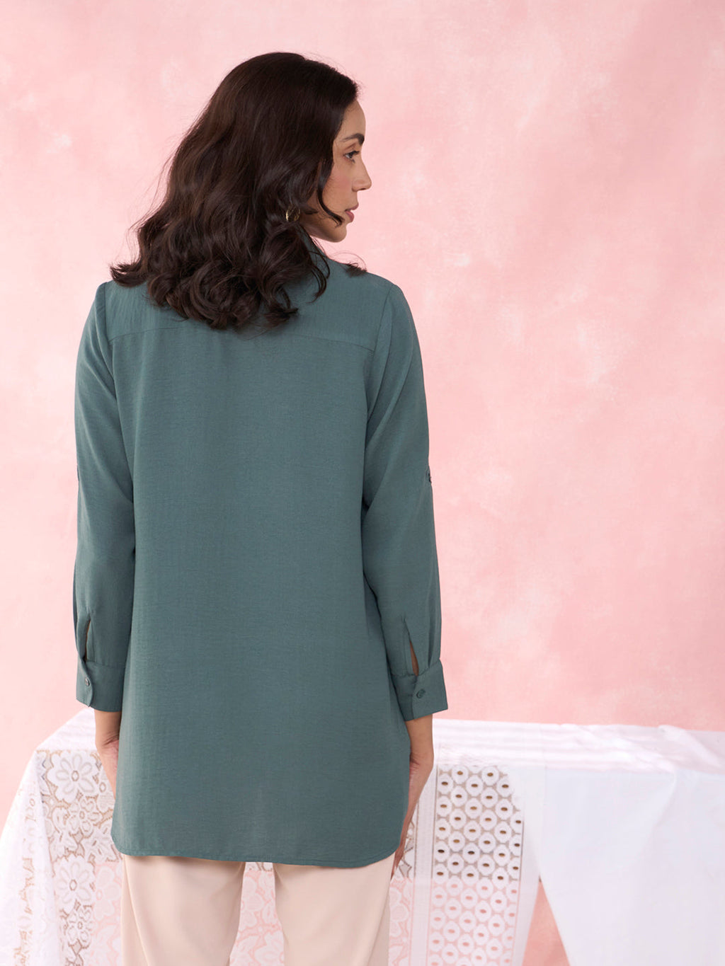 TEAL CREST ANCHOR SHIRT