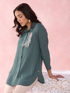 TEAL CREST ANCHOR SHIRT