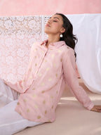 PEACH POLKA FOIL PROM SHIRT