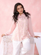 PEACH POLKA FOIL PROM SHIRT