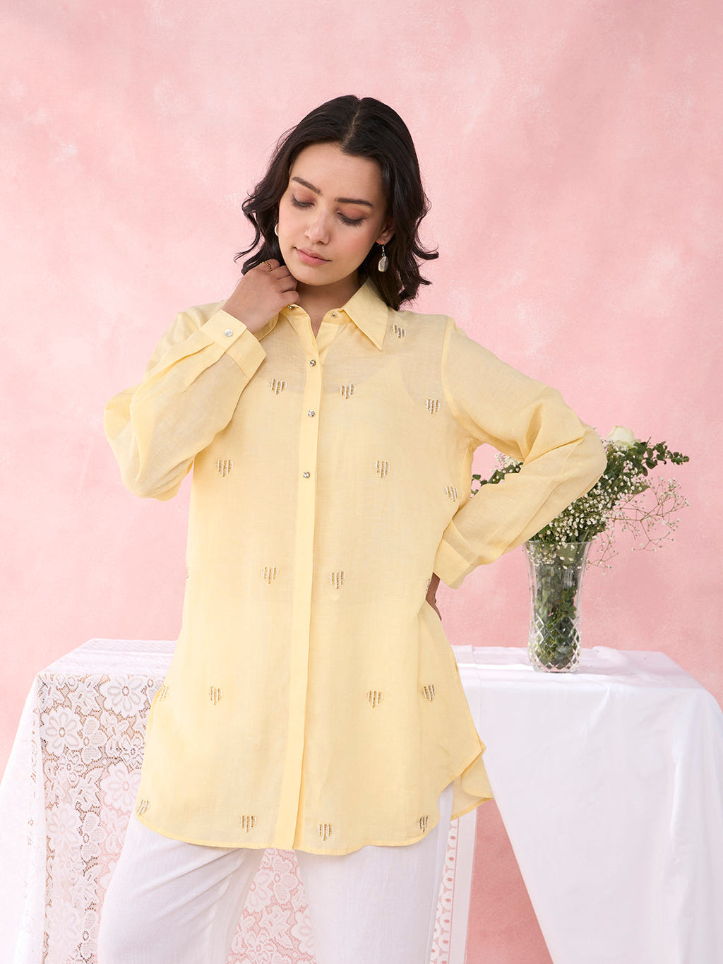 YELLOW HEART CRYSTALLINE SHIRT