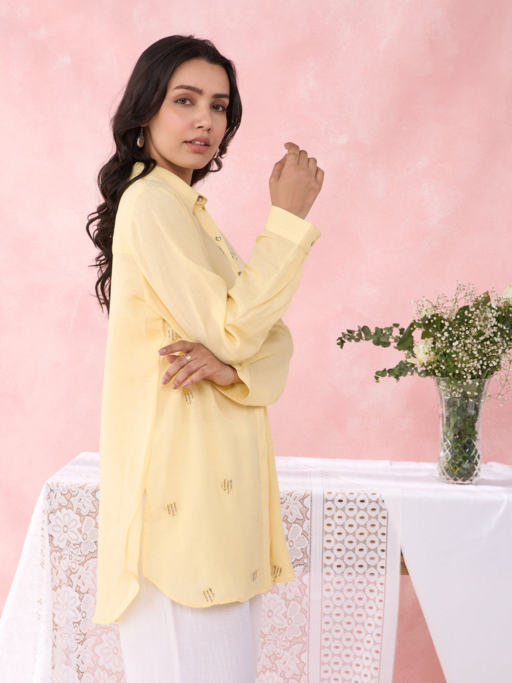 YELLOW HEART CRYSTALLINE SHIRT