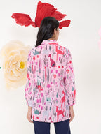 PINK GLAMA COLLARED BUTTON DOWN SHIRT