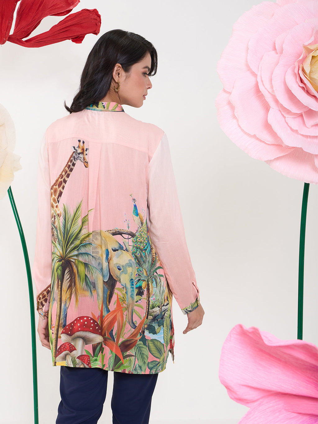 PINK JIRAFA CONCEAL BUTTON SHIRT