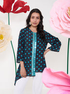 TEAL BLACK BOOND ARALIA SHIRT