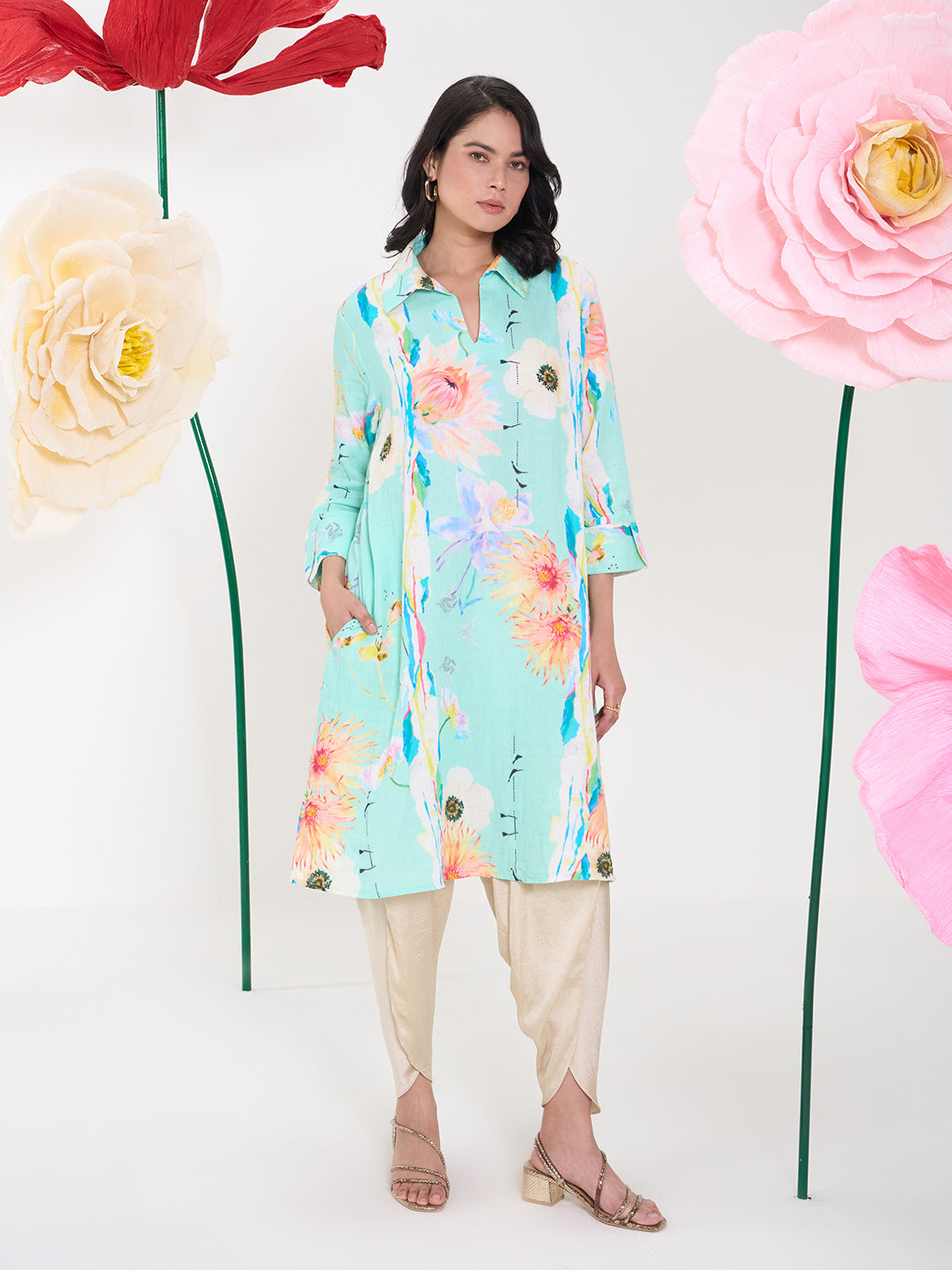 TURQUOISE FOLIAGE AARIA TUNIC
