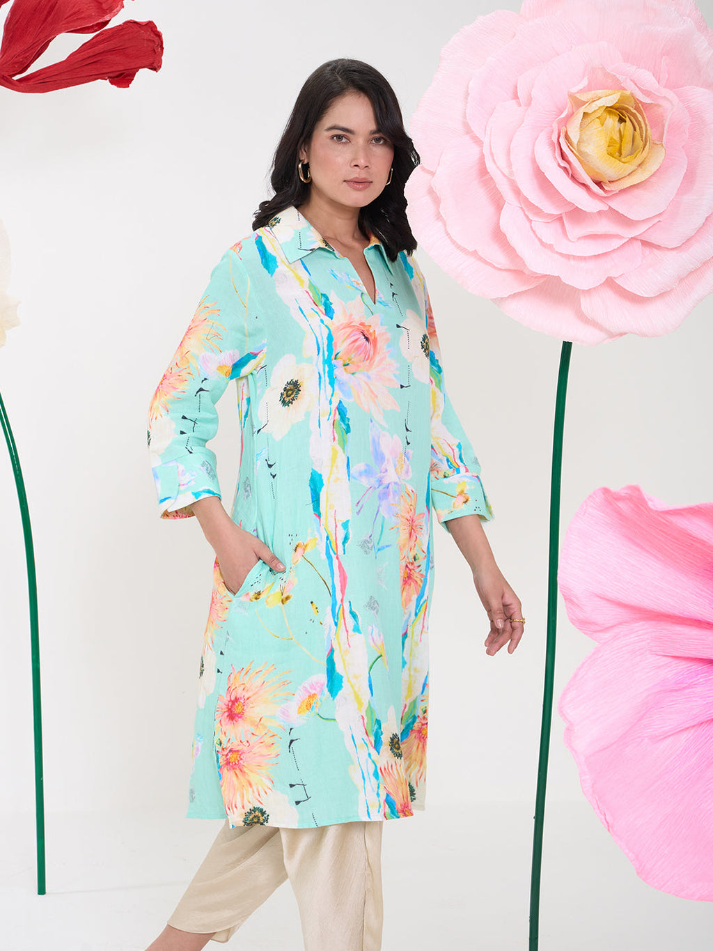 TURQUOISE FOLIAGE AARIA TUNIC
