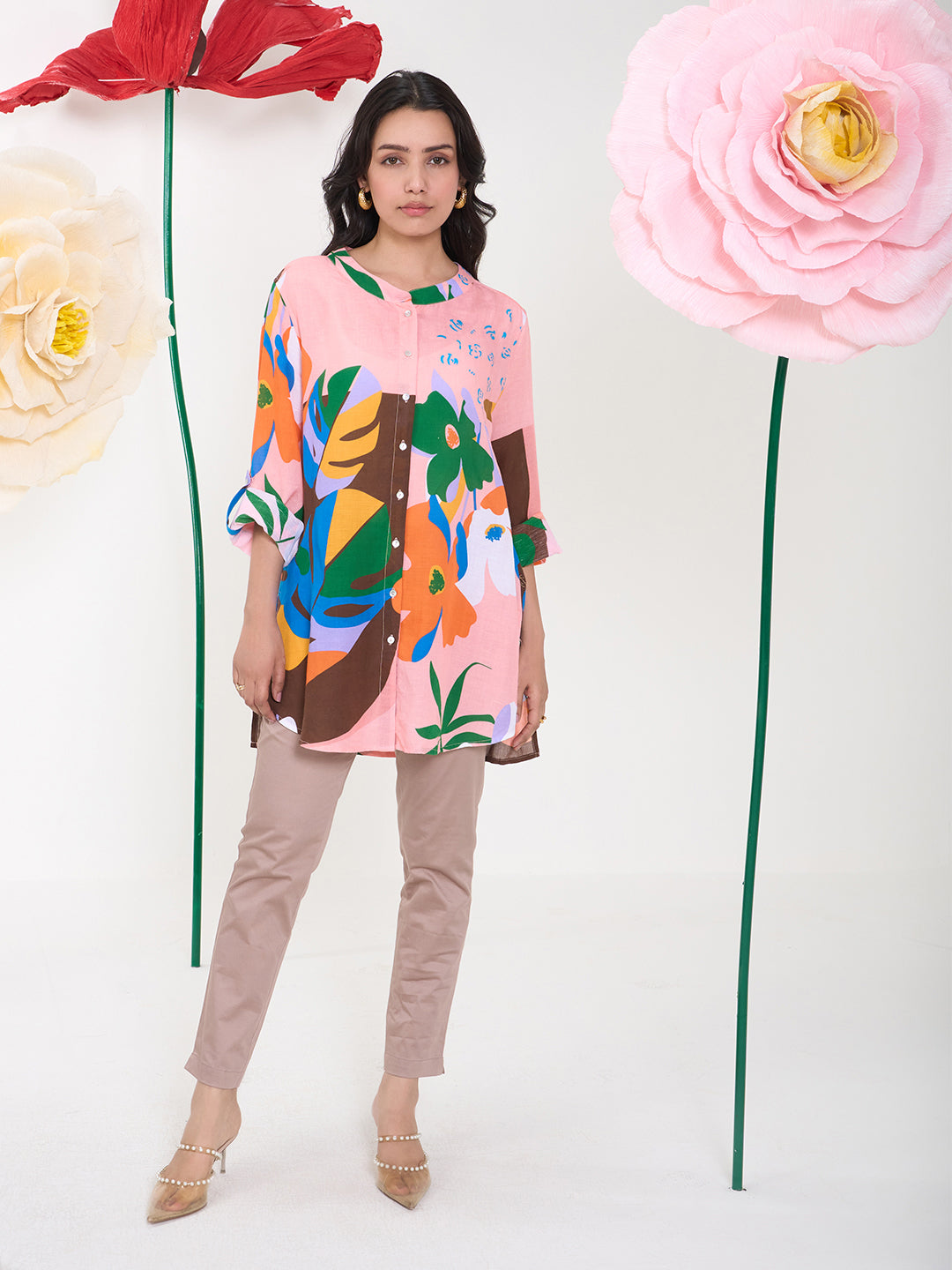 PEACH ARTIFY BUTTON DOWN SHIRT