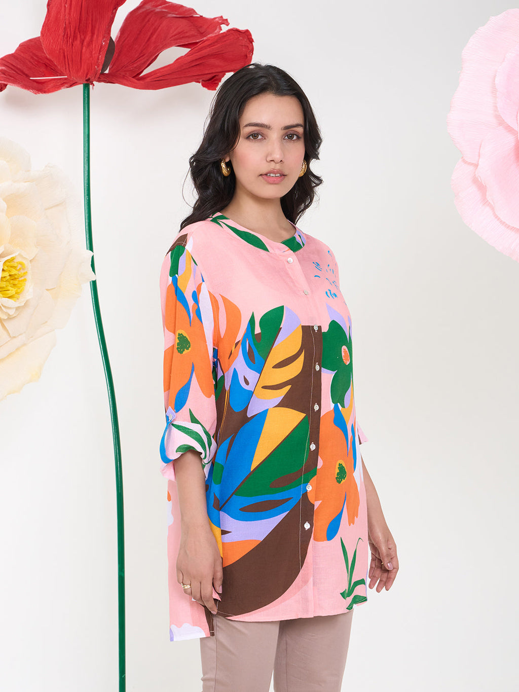 PEACH ARTIFY BUTTON DOWN SHIRT