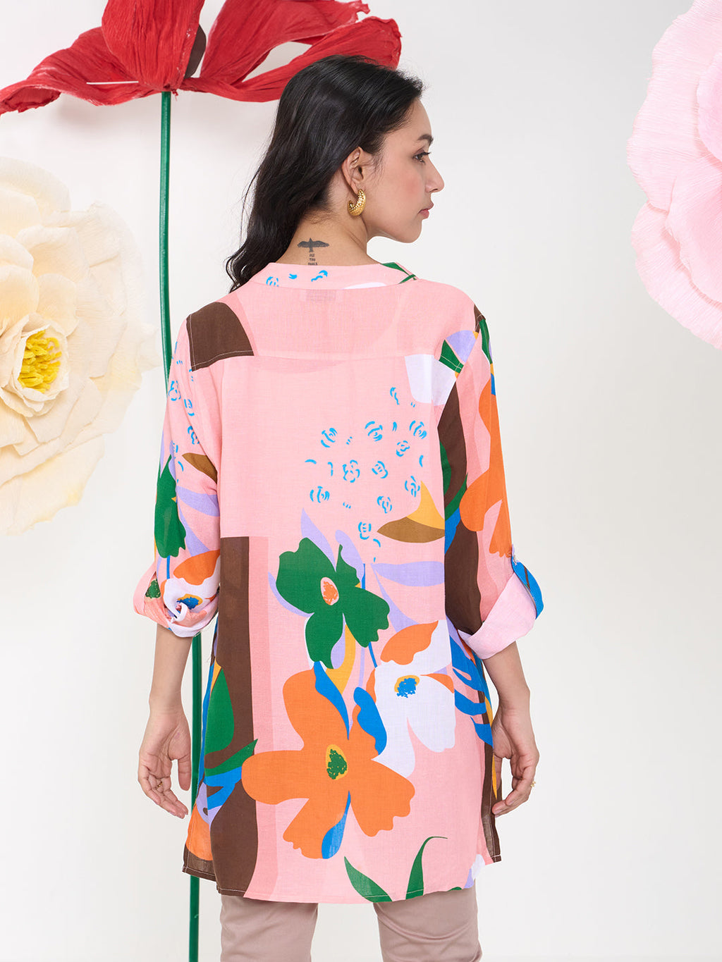 PEACH ARTIFY BUTTON DOWN SHIRT