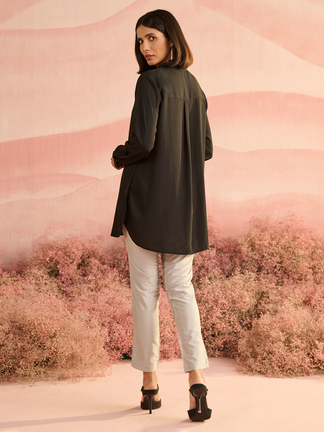BLACK STENCIL CRYSTALLINE SHIRT