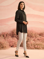 BLACK STENCIL CRYSTALLINE SHIRT