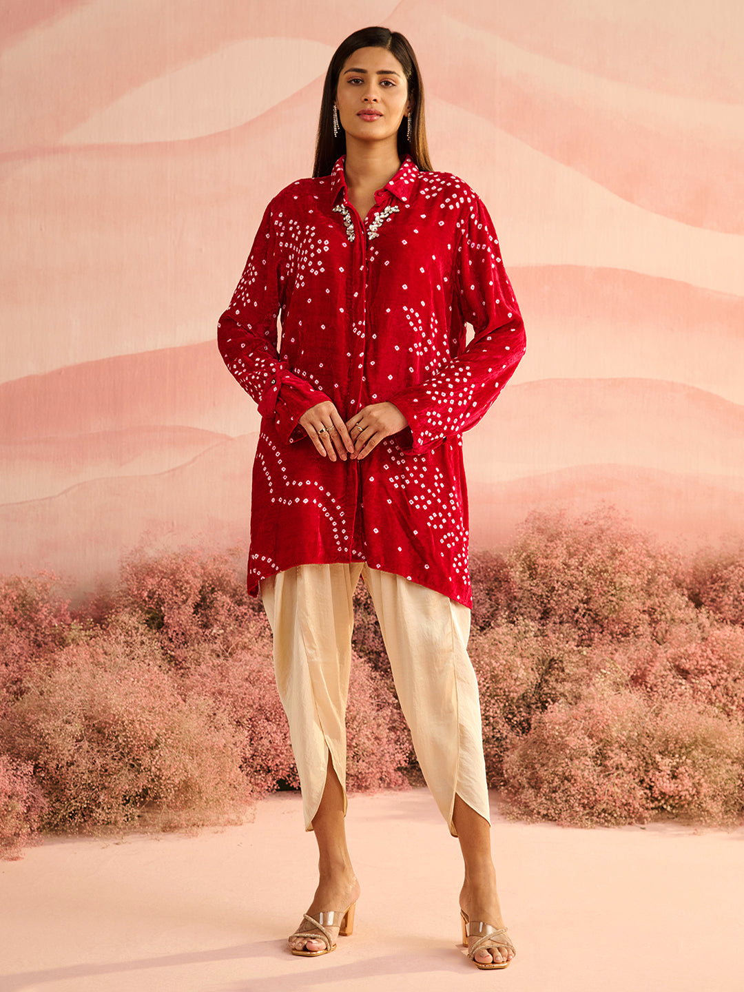VELVET RANI BANDHEJ KILA SHIRT