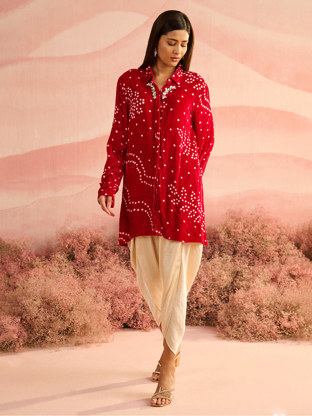 VELVET RANI BANDHEJ KILA SHIRT