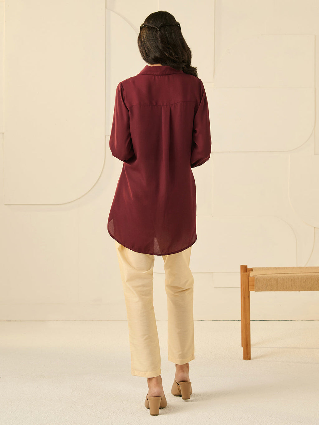 WINE STENCIL CRYSTALLINE SHIRT