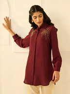 WINE STENCIL CRYSTALLINE SHIRT