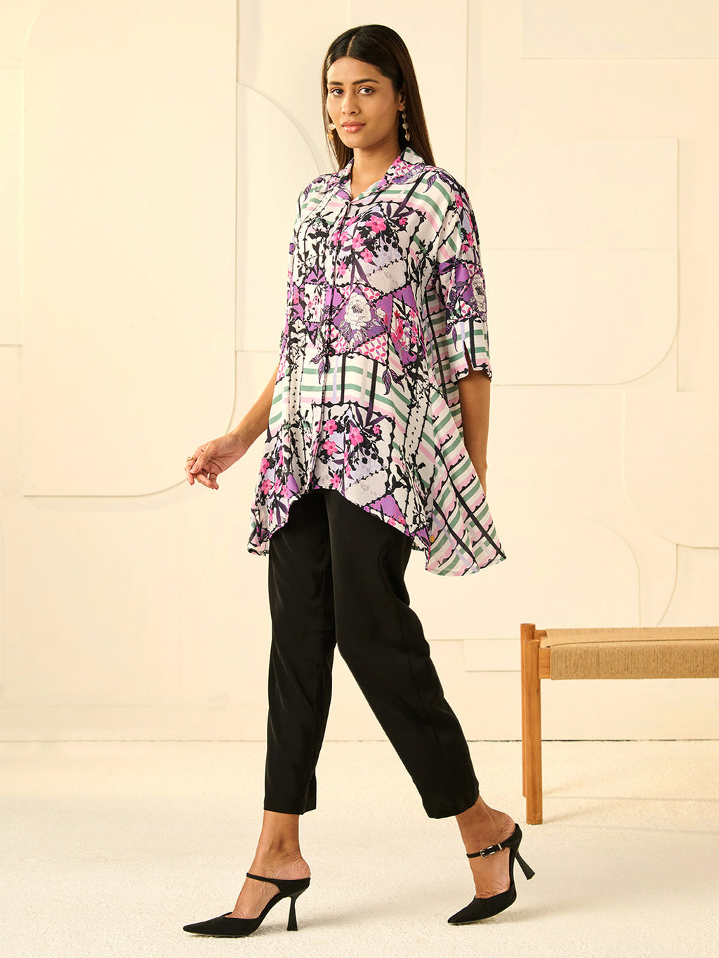 PURPLE RESHA SIDE PANEL SHIRT