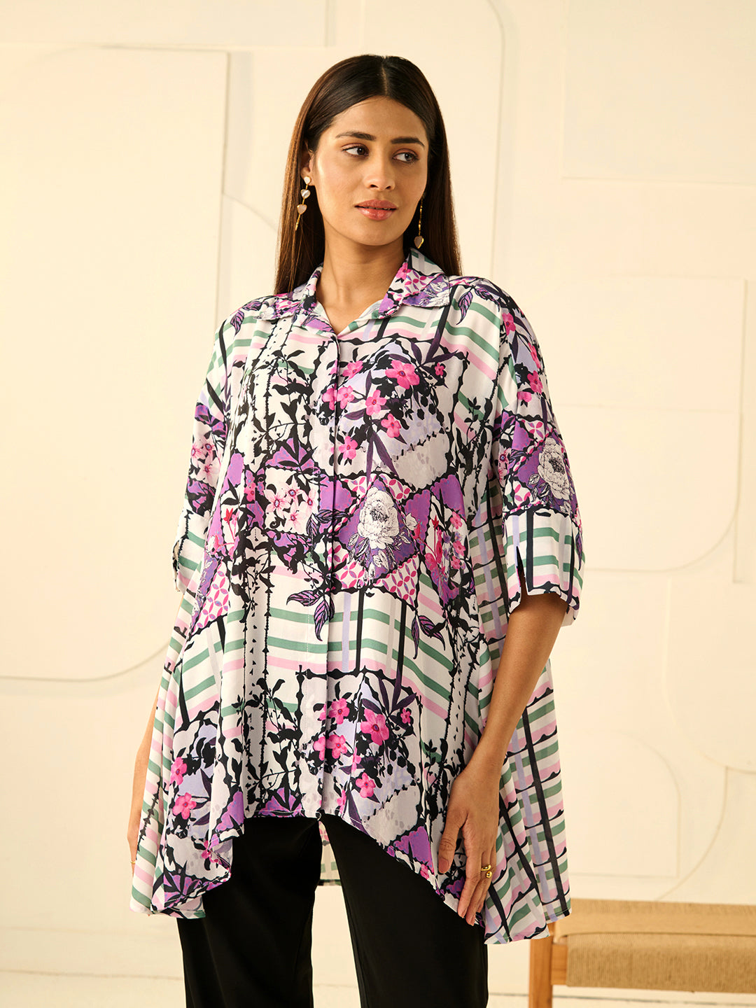PURPLE RESHA SIDE PANEL SHIRT