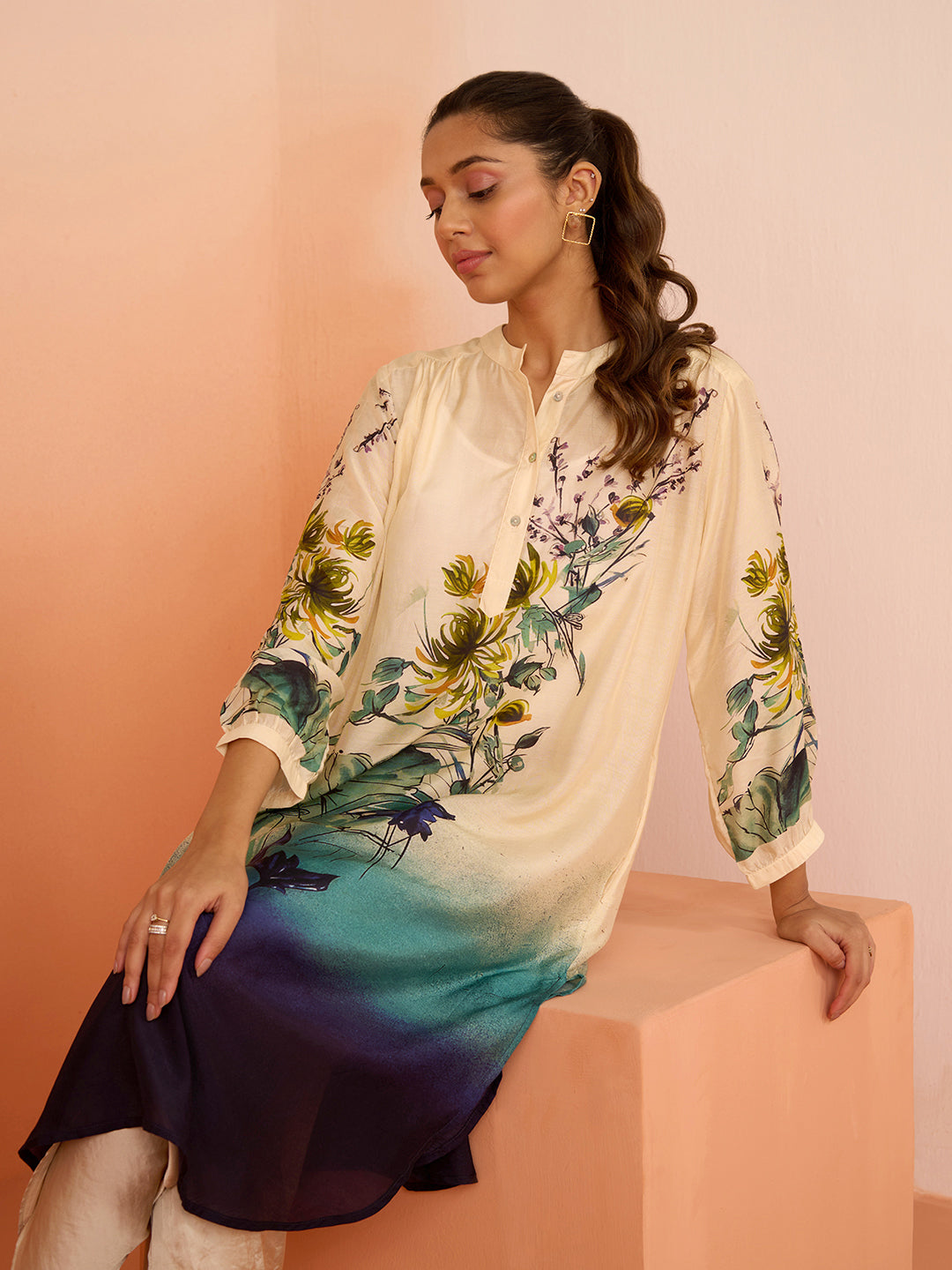 BEIGE MARINA GATHER TUNIC