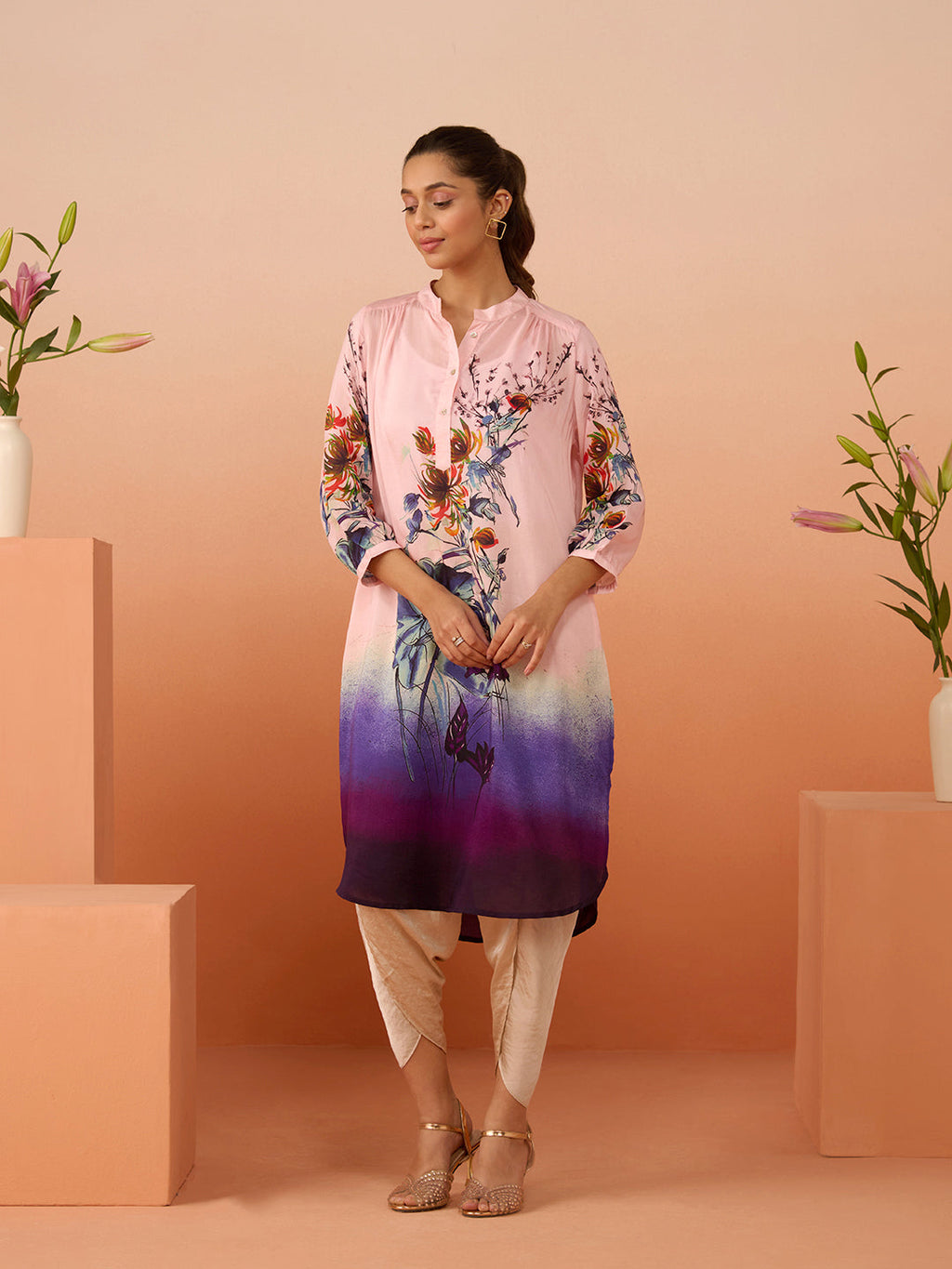 PINK MARINA GATHER TUNIC