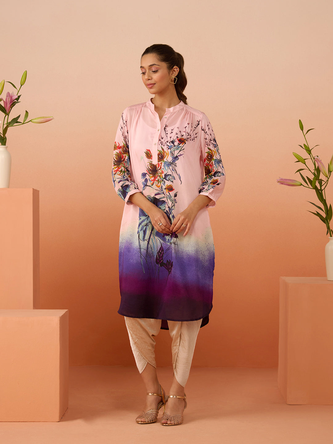 PINK MARINA GATHER TUNIC