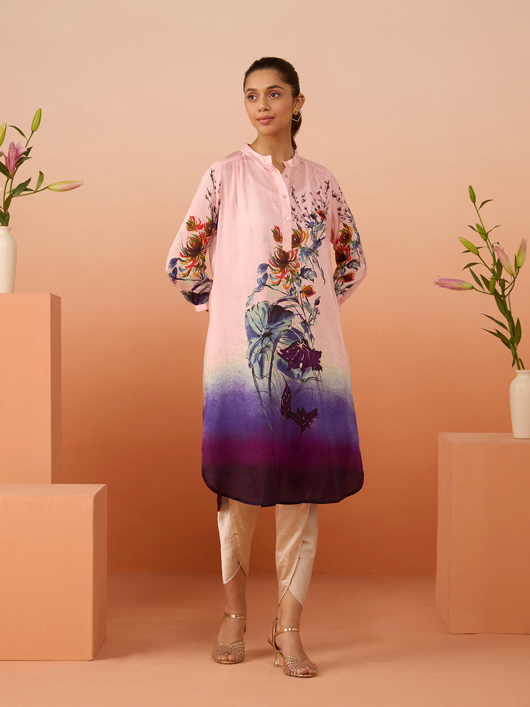 PINK MARINA GATHER TUNIC