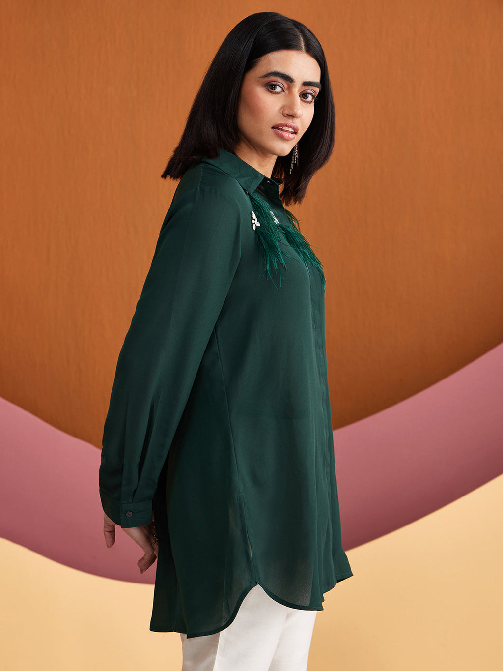 EMERALD GREEN CRYSTALLINE SHIRT