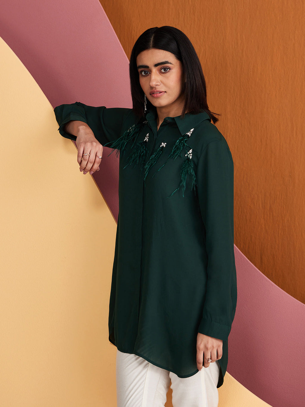 EMERALD GREEN CRYSTALLINE SHIRT