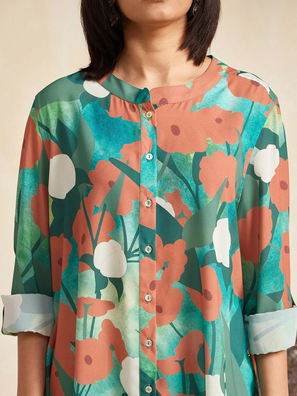 GREEN QUIRK BUTTON DOWN SHIRT