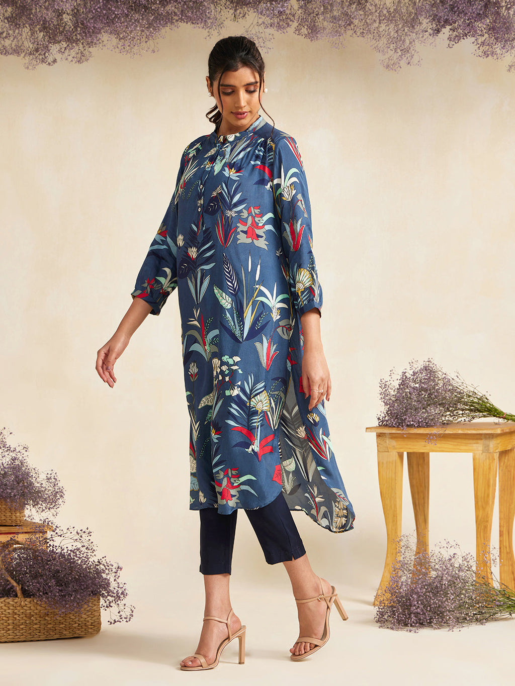 BLUE FOUNTAIN GATHERED TUNIC