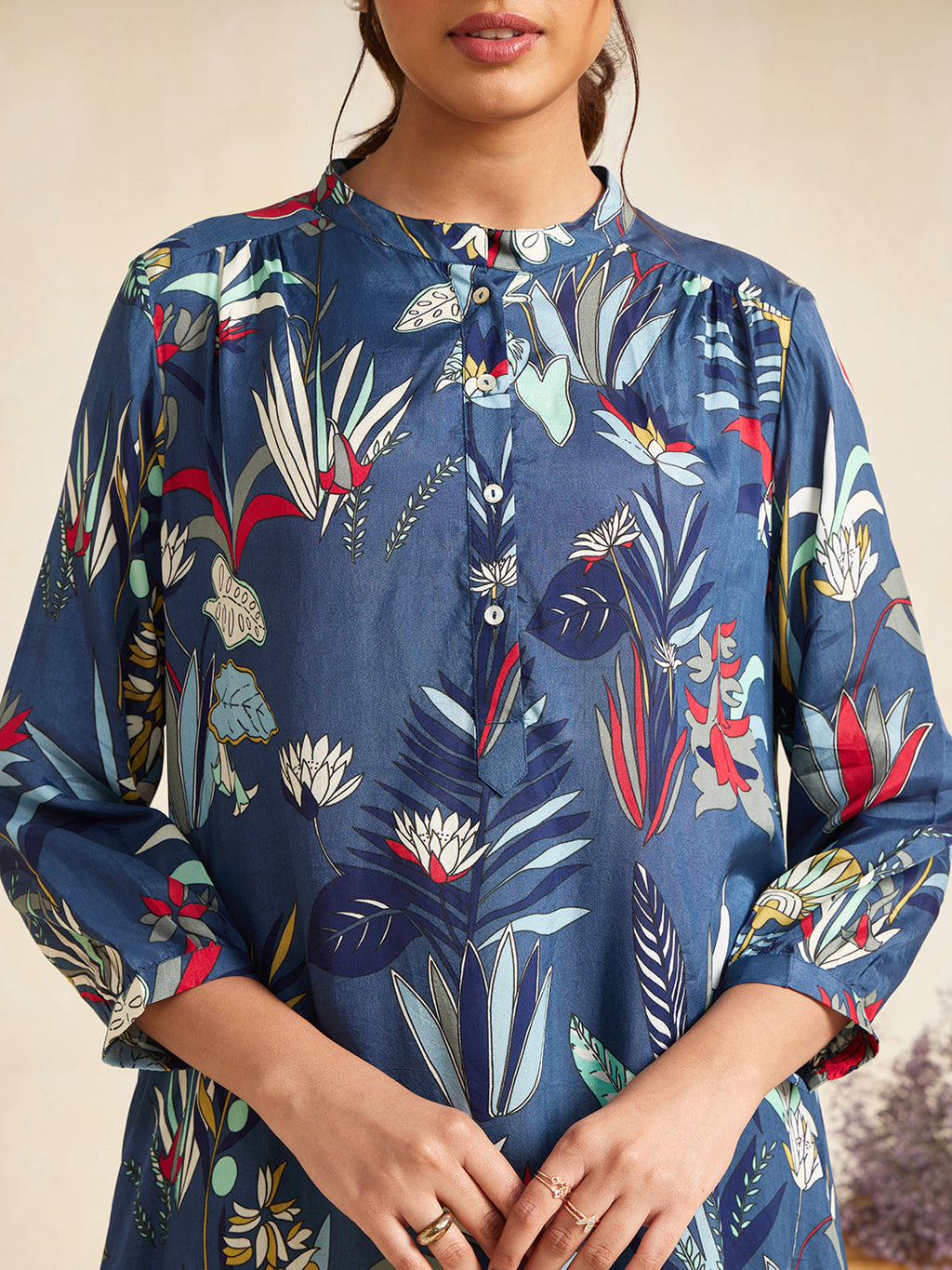 BLUE FOUNTAIN GATHERED TUNIC