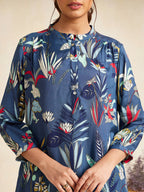 BLUE FOUNTAIN GATHERED TUNIC