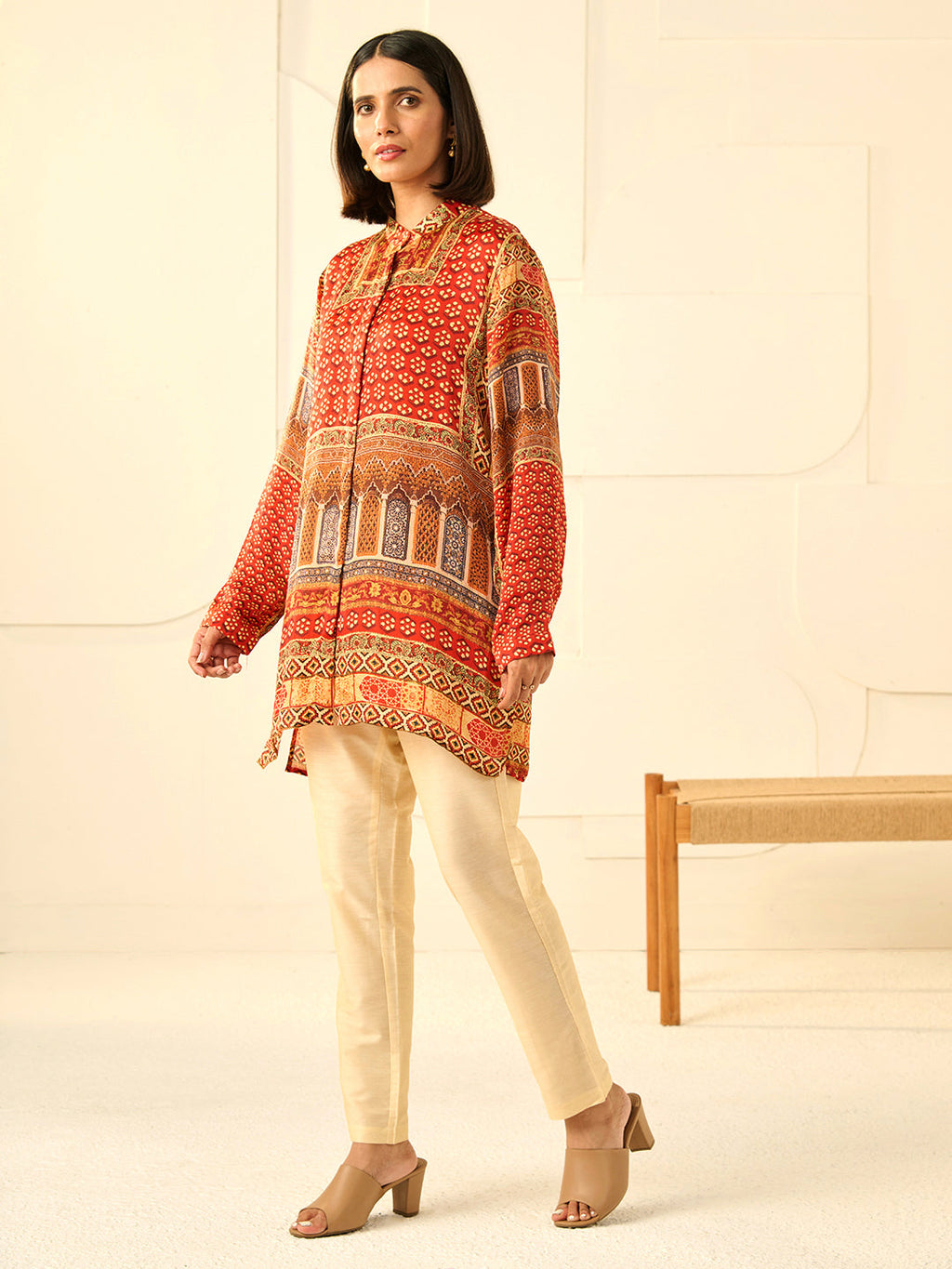 ORANGE REVA CONCEALED BUTTON SHIRT